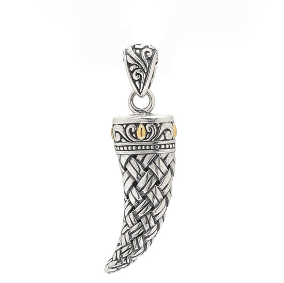 Men's Jewelry Sterling Silver & 18K Gold Crescent Moon Woven Pendant
