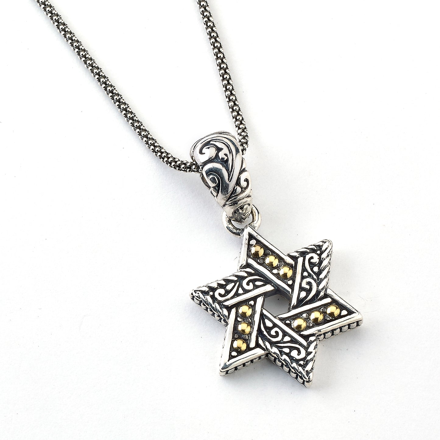 Men's Jewelry Sterling Silver & 18K Gold Star of David Pendant