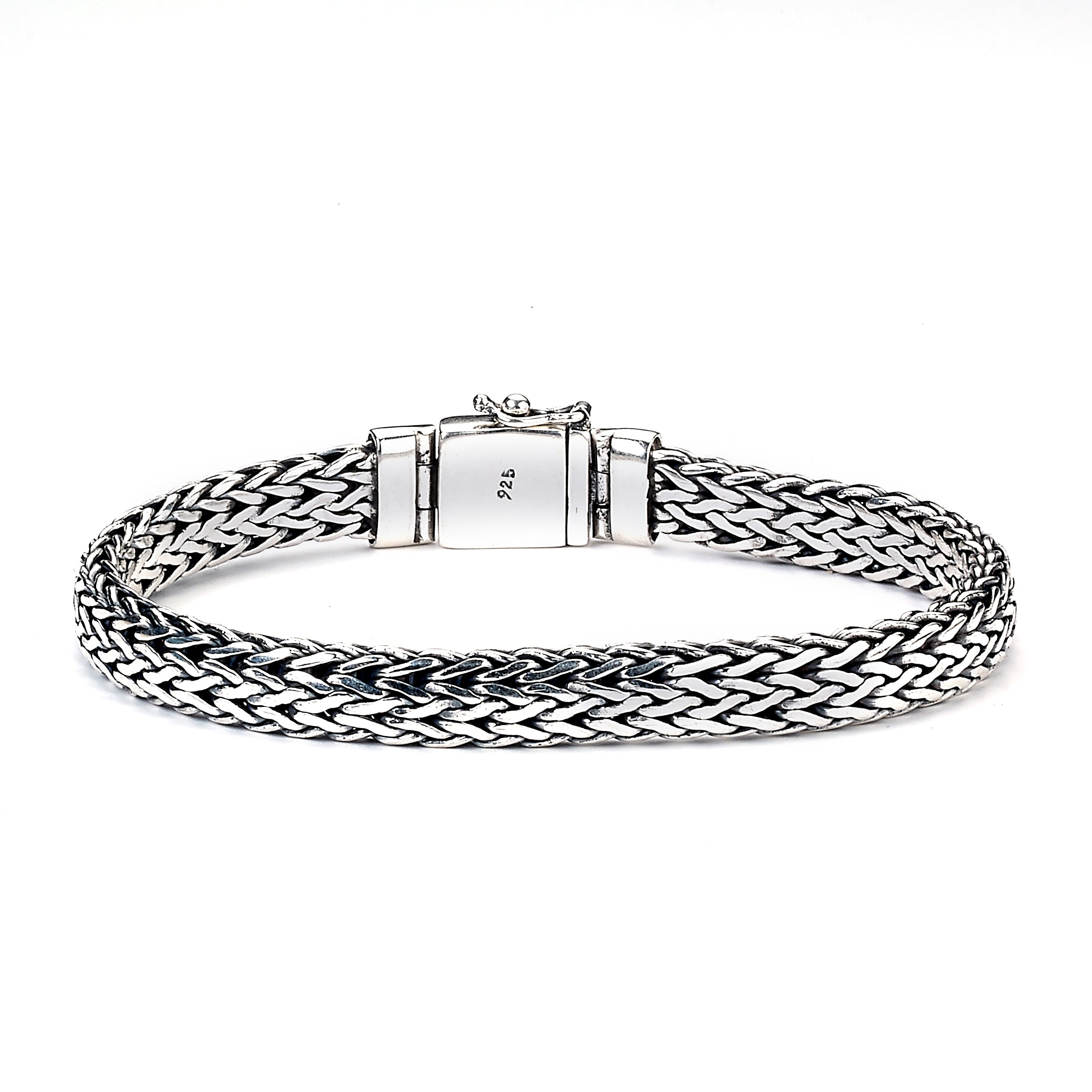 Men's Jewelry Sterling Silver Tulang Naga Woven Bracelet, 8.5" / 9mm