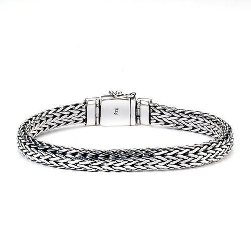 Load image 1 in gallery view. Men's Jewelry Sterling Silver Tulang Naga Woven Bracelet, 8.5" / 9mm