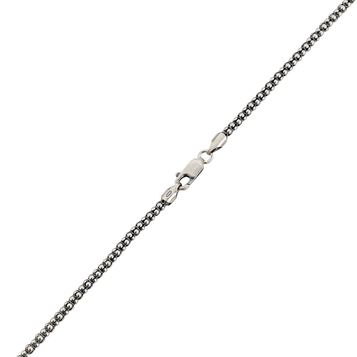 Men's Jewelry Sterling Silver 3mm Oxidize Popcorn Chain