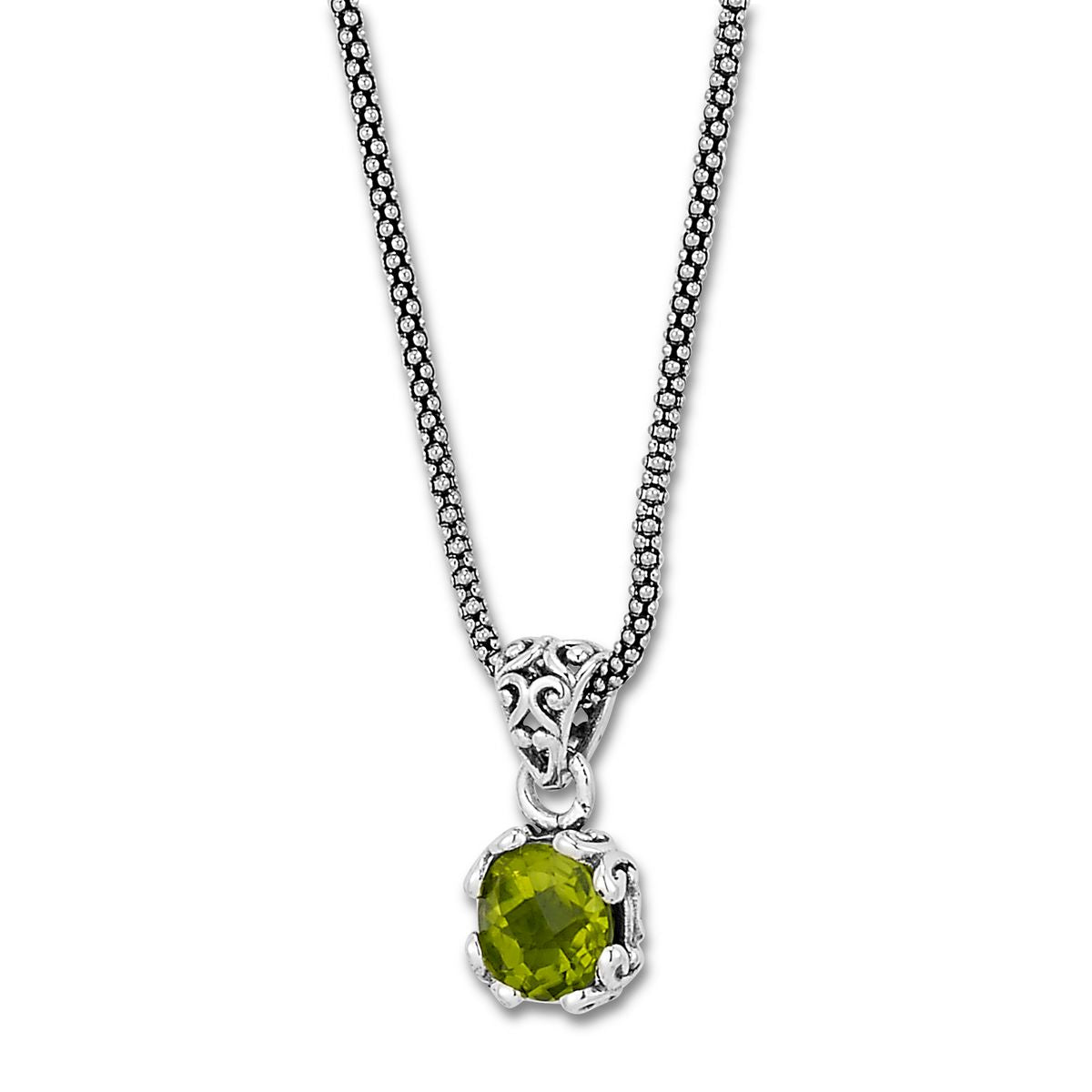 Birthday Collection Sterling Silver 7mm Round Peridot Pendant with Chain
