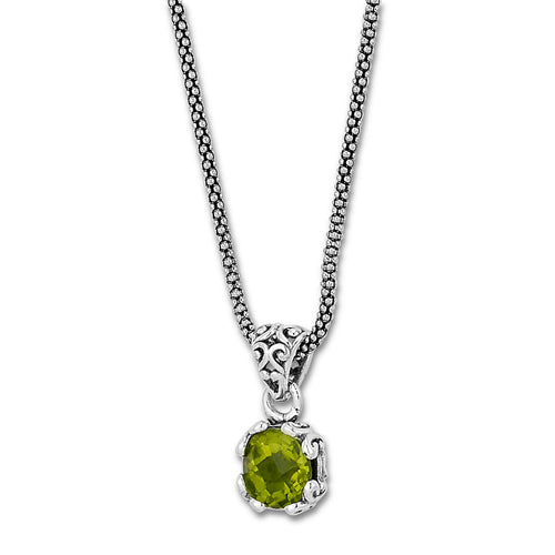 Load image 1 in gallery view. Birthday Collection Sterling Silver 7mm Round Peridot Pendant with Chain