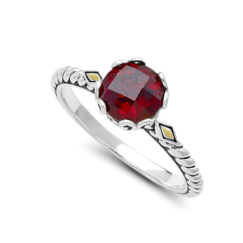 Load image 1 in gallery view. Birthday Collection Sterling Silver & 18K Garnet Birthstone Ring