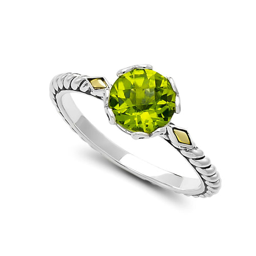 Load image 1 in gallery view. Birthday Collection Sterling Silver & 18K Peridot Birthstone Ring