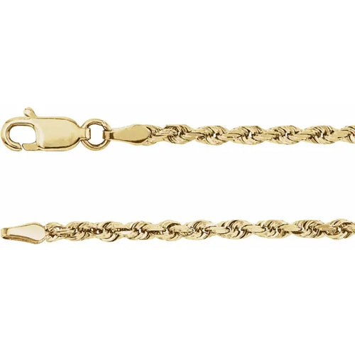 Load image 1 in gallery view. Gold Fashion Jewelry 14K Yellow Gold 2.5 mm Diamond-Cut Rope 22" Chain