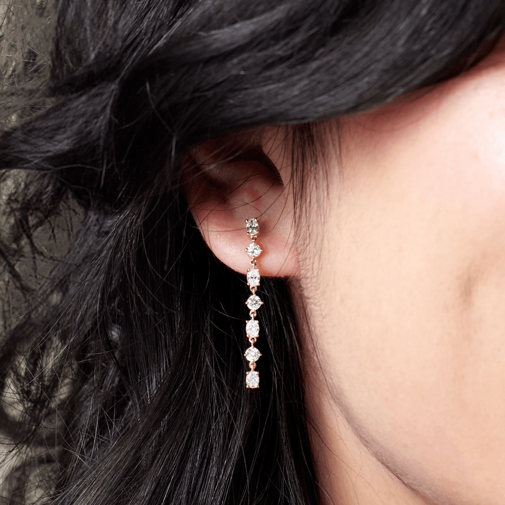 14K Yellow 1 1/5 CTW Lab-Grown Diamond Dangle Earrings - Farsi Jewelers