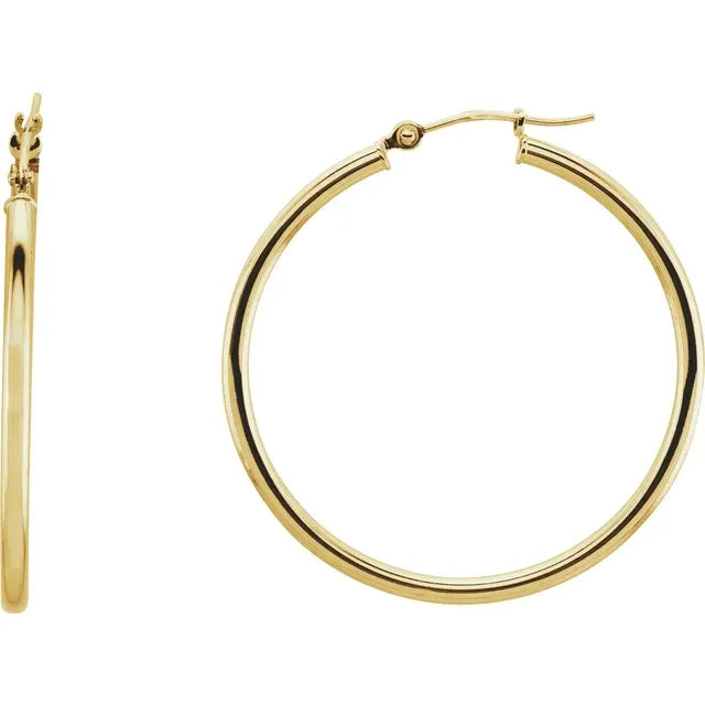 Gold Fashion Jewelry 14KY 14K Gold 34 mm Hoop Earrings
