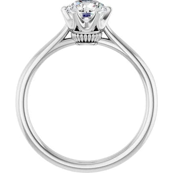 10K White Gold 1.00 carat  Round Moissanite Engagement Ring