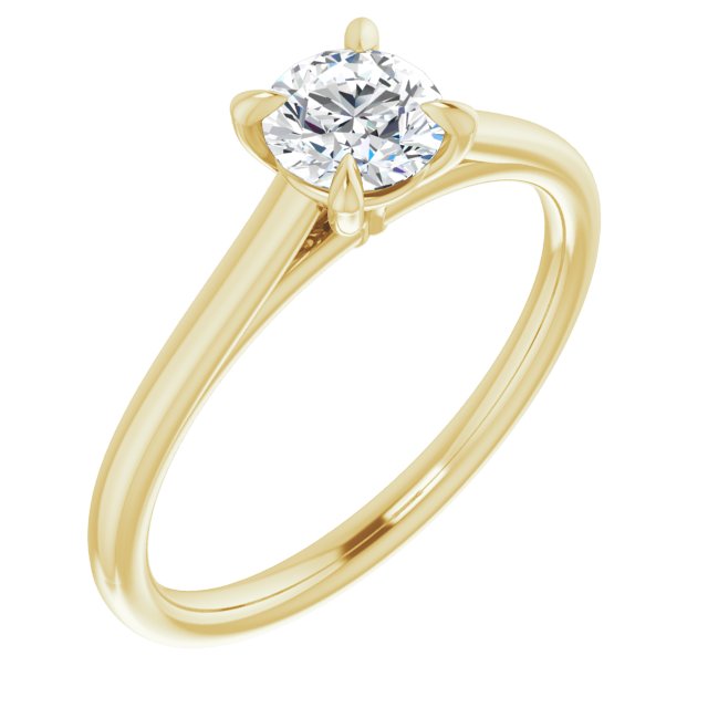 14K yellow gold solitaire engagement ring with a half carat round lab-grown diamond