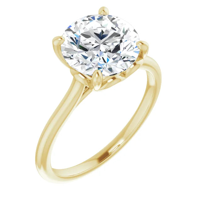 14K Yellow Solitaire Engagement Ring with Hidden Heart | 3.02 CT Lab-Grown Round Diamond