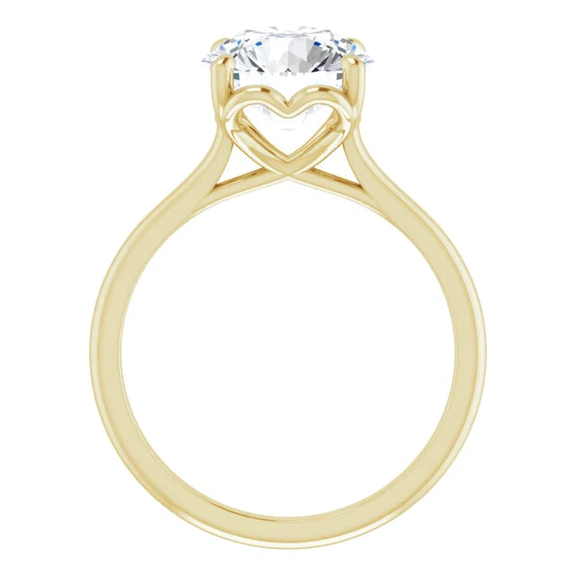 14K Yellow Solitaire Engagement Ring with Hidden Heart | 3.02 CT Lab-Grown Round Diamond