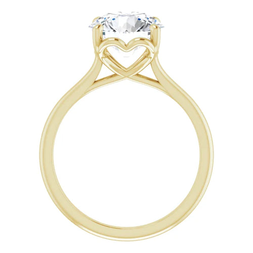 Load image 1 in gallery view. 14K Yellow Solitaire Engagement Ring with Hidden Heart | 3.02 CT Lab-Grown Round Diamond