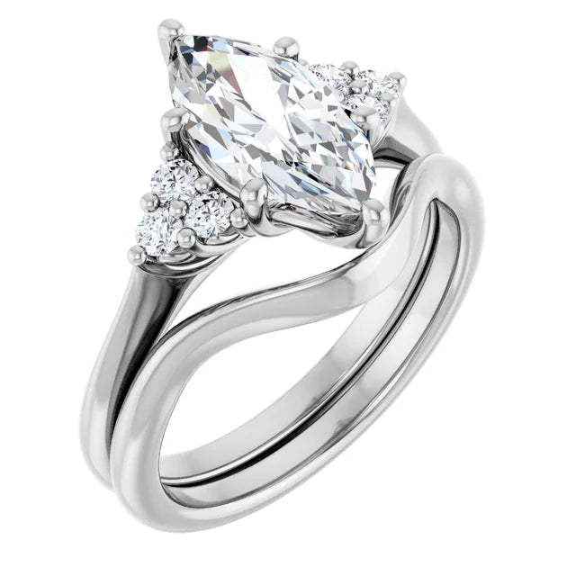 Engagement Rings Marquise Diamond Engagement Ring - 14K White Lab-Grown