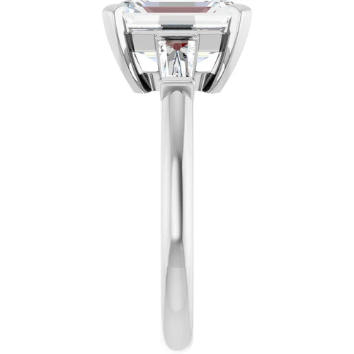 Load image 1 in gallery view. Engagement Rings 14K White Gold Three-Stone Engagement Ring — 3.5ct Emerald Cut Center w/ Baguettes