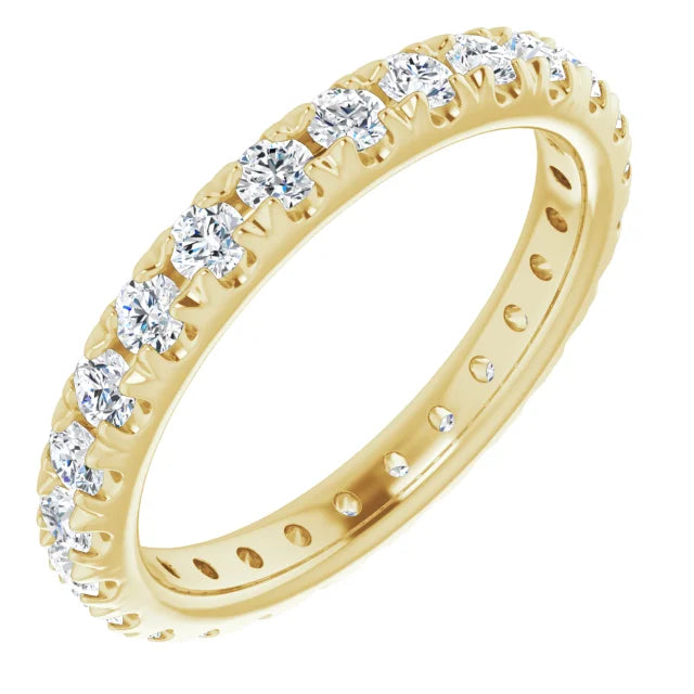 Diamond Wedding Rings 14K Yellow Gold 1.00 CTW Lab-Grown Diamond French-Set Eternity Band