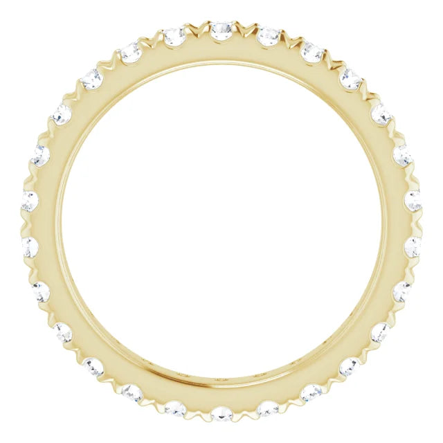 Diamond Wedding Rings 14K Yellow Gold 1.00 CTW Lab-Grown Diamond French-Set Eternity Band