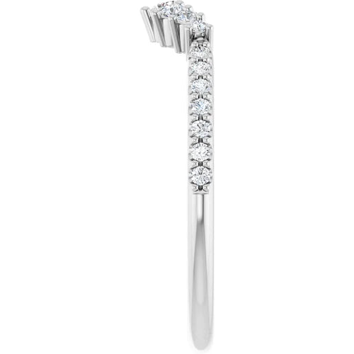 Load image 1 in gallery view. Side profile of the 14K white gold contour band, showing the graduated diamonds running down the shank and the plain polished underside