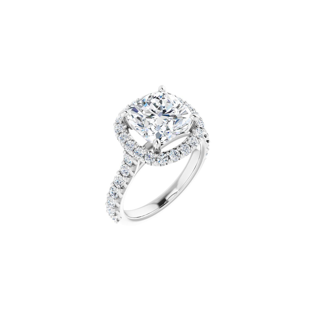 Engagement Rings 14K White Gold Cushion Engagement Ring Setting — Halo