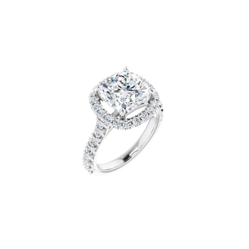 Load image 1 in gallery view. Engagement Rings 14K White Gold Cushion Engagement Ring Setting — Halo