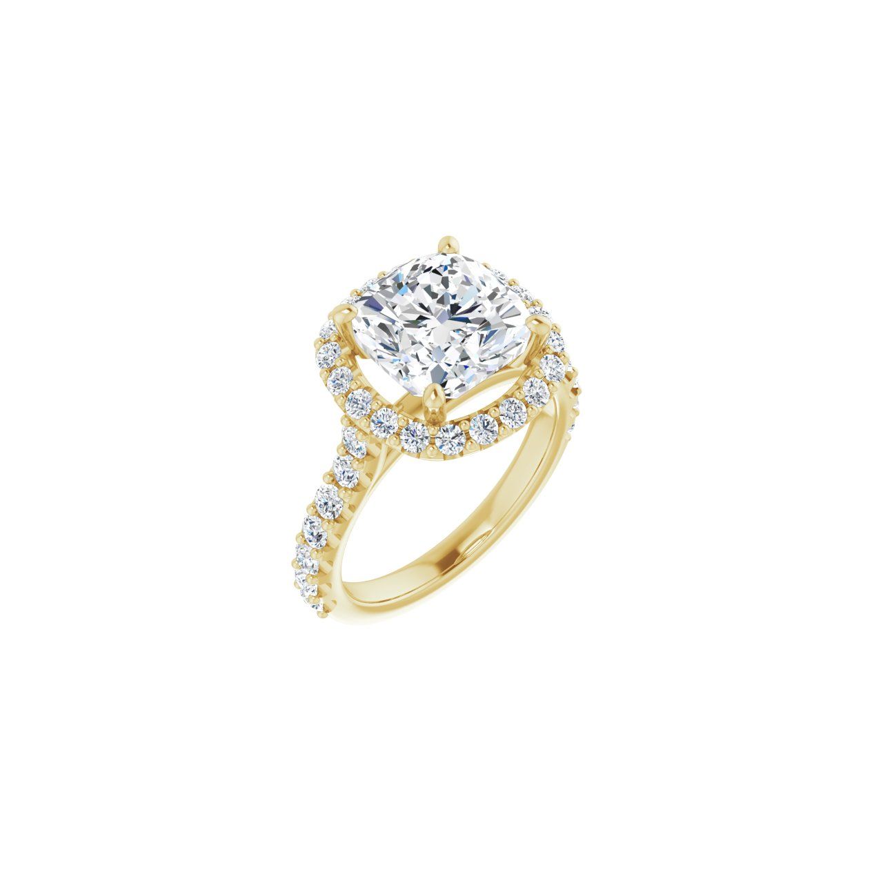 Engagement Rings 14K Yellow Gold Cushion Engagement Ring Setting — Halo