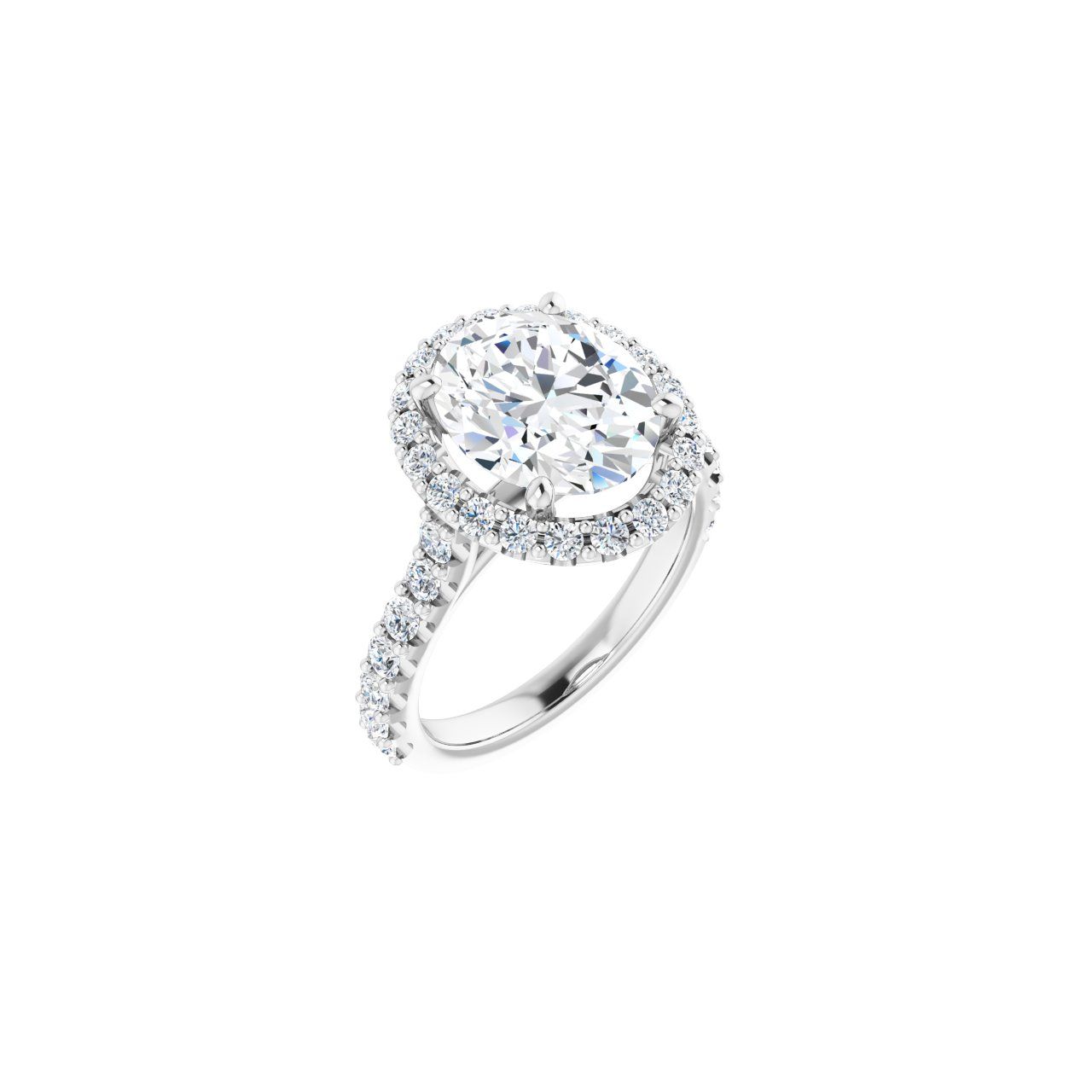 Engagement Rings 14K White Gold Oval Engagement Ring Setting — Halo