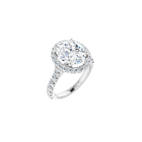 Load image 1 in gallery view. Engagement Rings 14K White Gold Oval Engagement Ring Setting — Halo