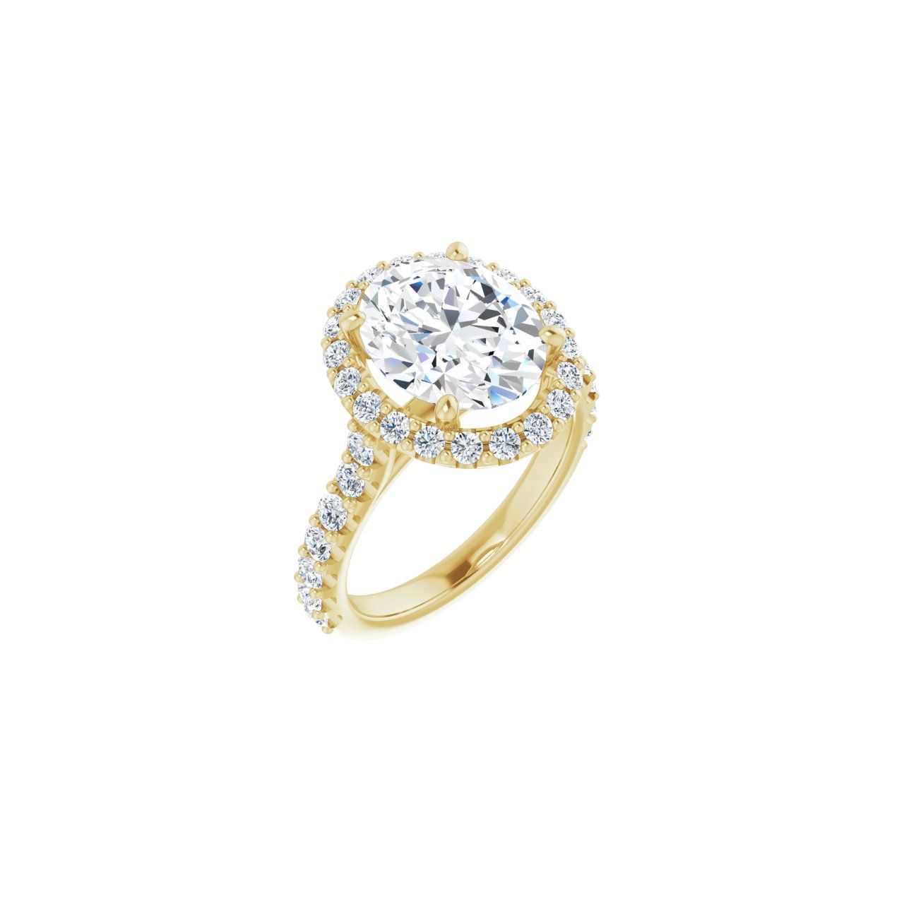 Engagement Rings 14K Yellow Gold Oval Engagement Ring Setting — Halo
