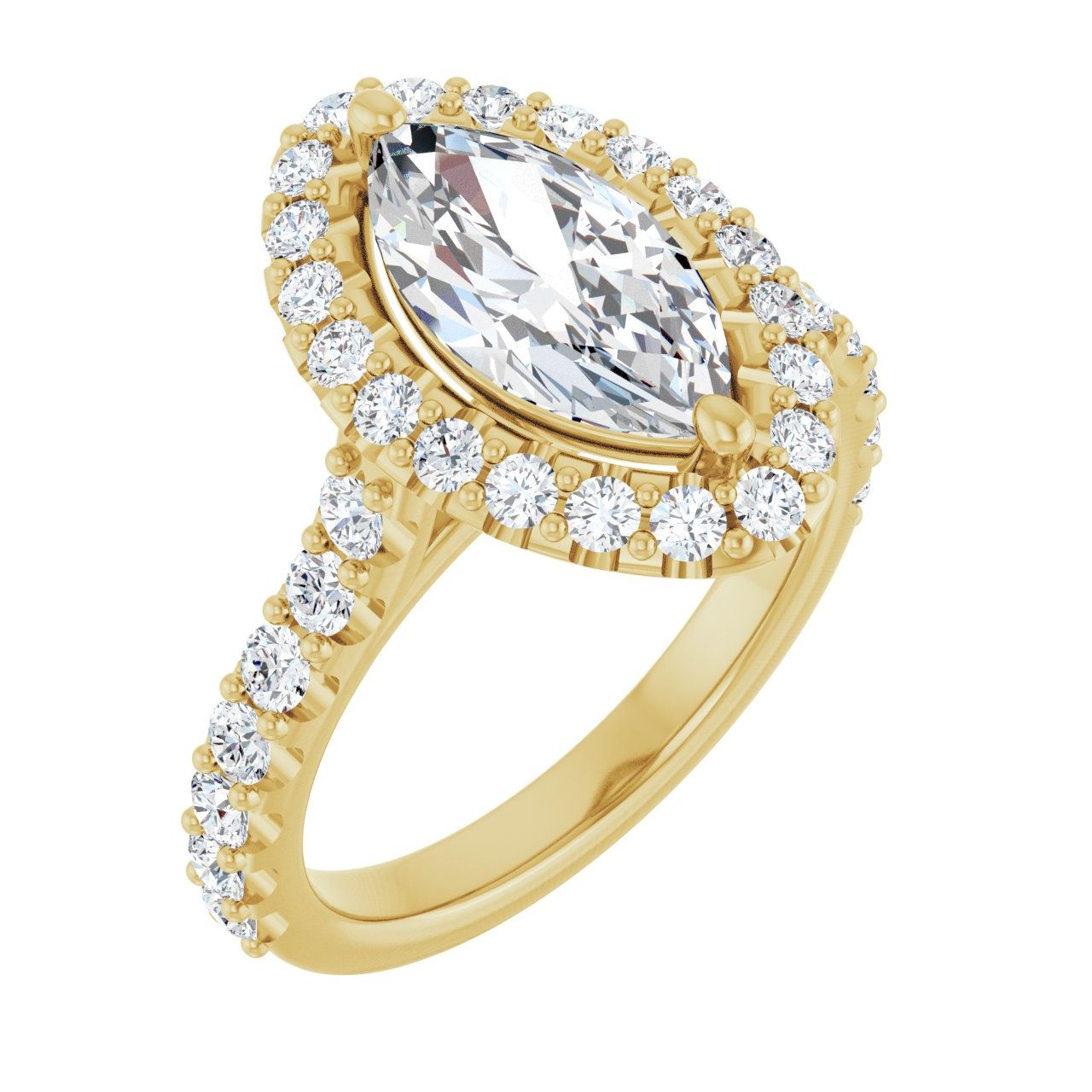Engagement Rings 14K Yellow Gold Marquise Engagement Ring Setting — Halo