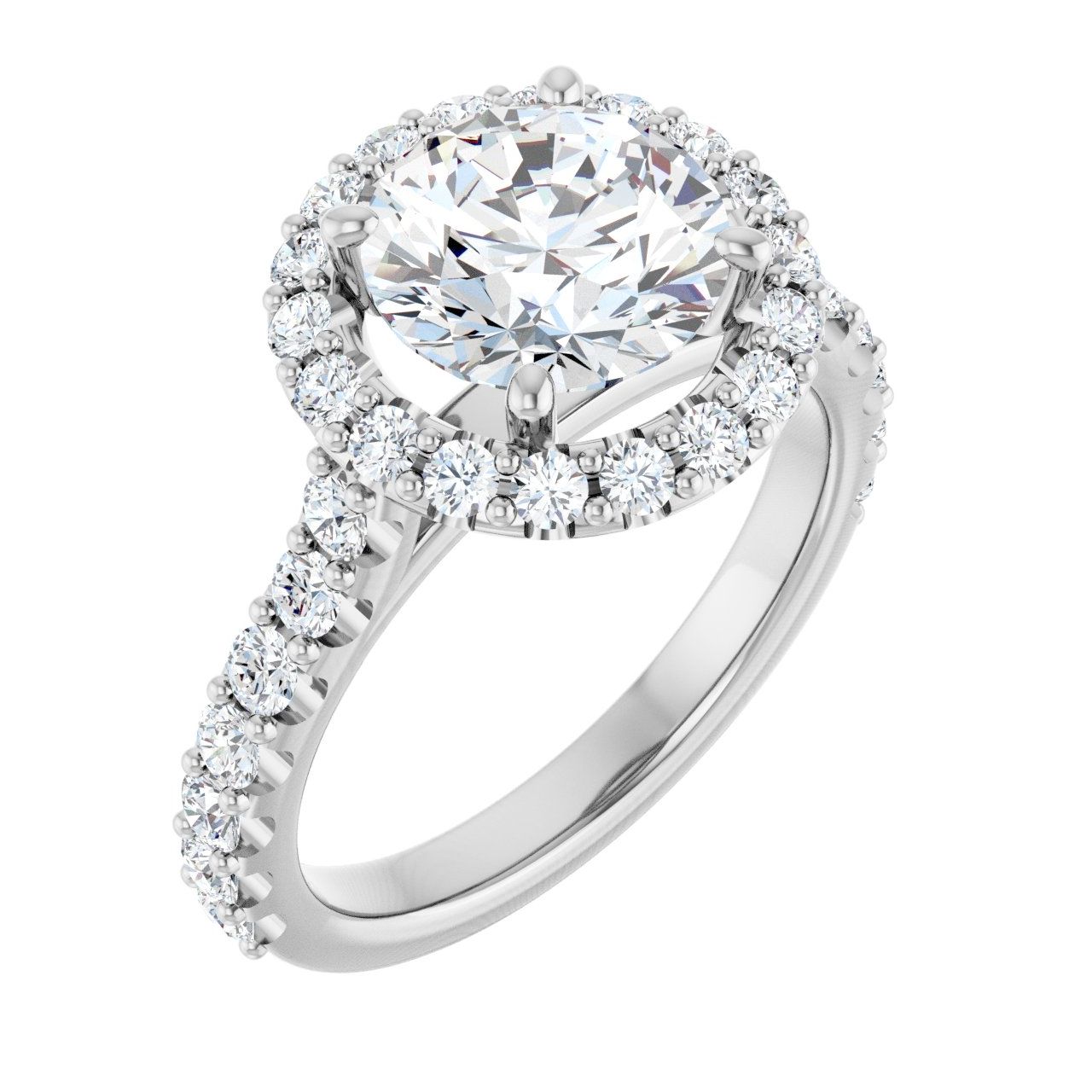 Engagement Rings 14K White Gold Round Engagement Ring Setting — Halo