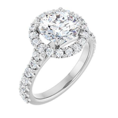 Load image 1 in gallery view. Engagement Rings 14K White Gold Round Engagement Ring Setting — Halo