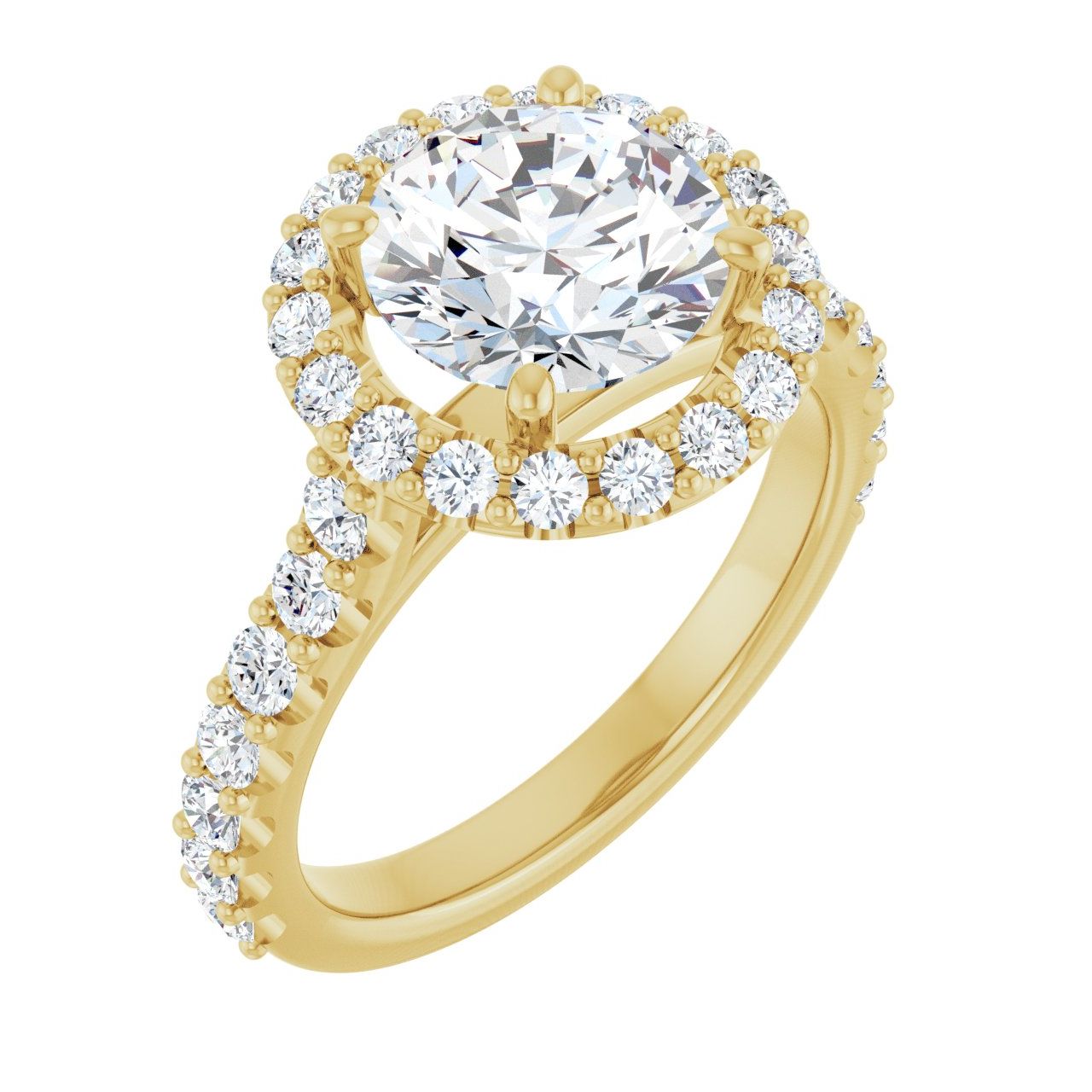 Engagement Rings 14K Yellow Gold Round Engagement Ring Setting — Halo