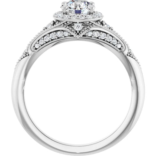 Load image 1 in gallery view. Engagement Rings 14K White Vintage Inspired Engagement Ring