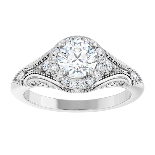 Load image 1 in gallery view. Engagement Rings 14K White Vintage Inspired Engagement Ring