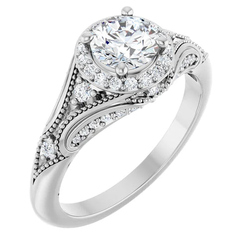 Load image 1 in gallery view. Custom Order 14K White 5.8 mm Round 1/4 CTW Natural Diamond Engagement Ring