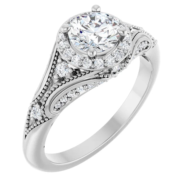 Custom Order 14K White 5.8 mm Round 1/4 CTW Natural Diamond Engagement Ring
