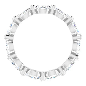 Load image 1 in gallery view. The eternity band seen through the finger opening, marquise lab-grown diamonds set sideways around the full circle