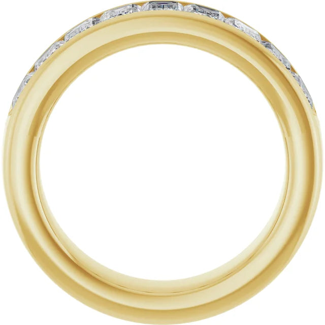 14K yellow gold 2 3/4 CTW emerald-cut lab-grown diamond anniversary band, made to order at Farsi Jewelers in Sandy Springs