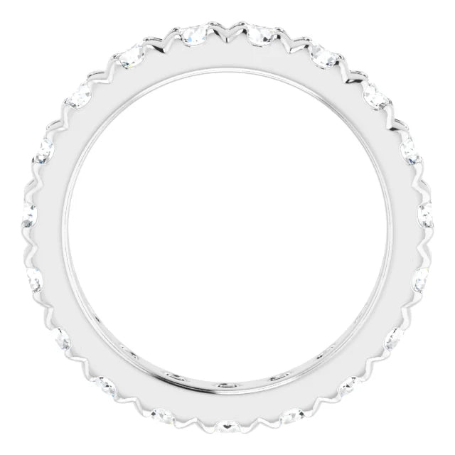 14K white gold eternity band with lab-grown diamonds set the full way around, front view