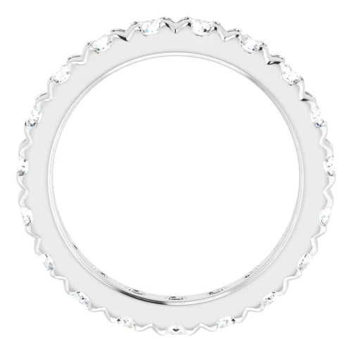 Load image 1 in gallery view. 14K white gold eternity band with lab-grown diamonds set the full way around, front view