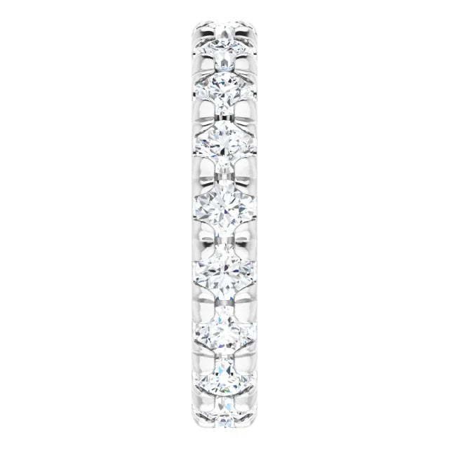 14K white gold lab-grown diamond eternity band, side profile