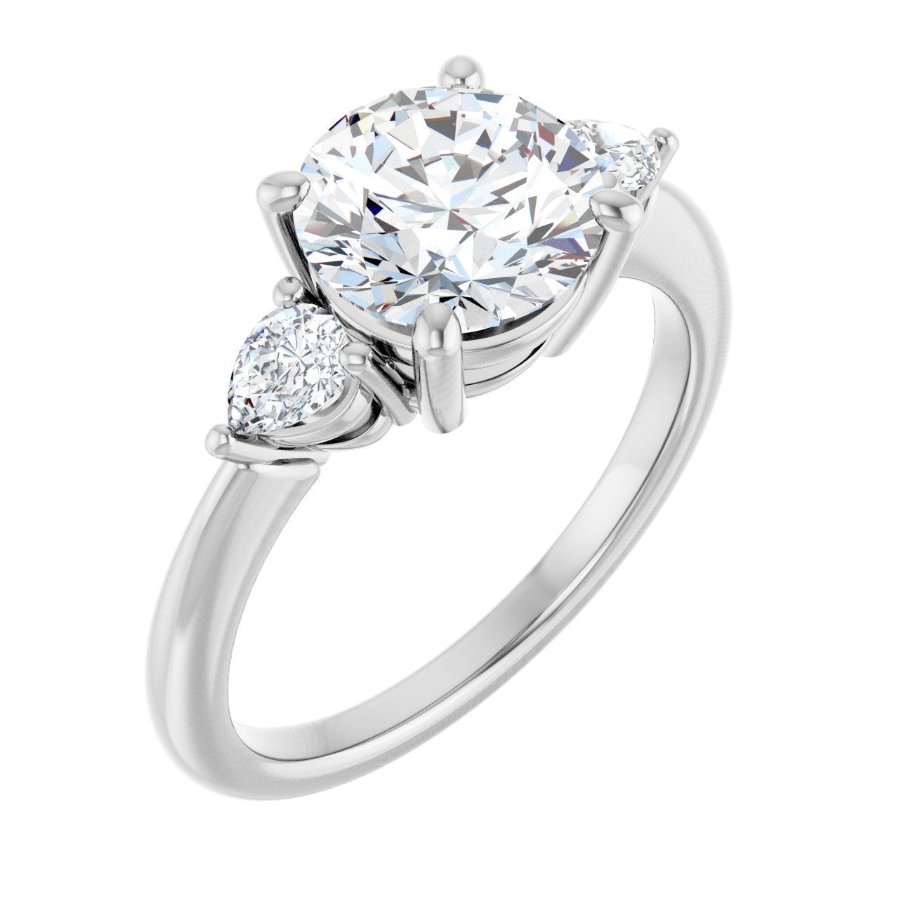 Engagement Rings 14K White Gold Round Engagement Ring Setting