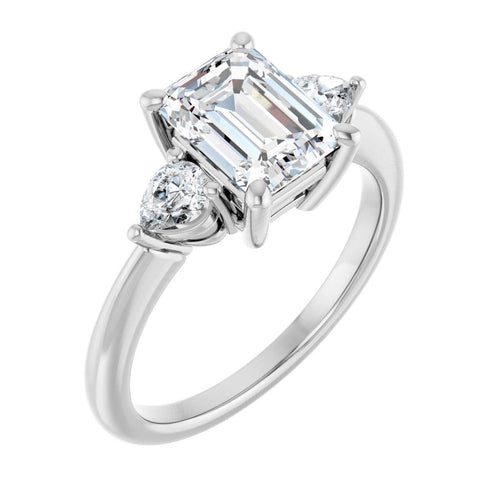 Load image 1 in gallery view. Engagement Rings 14K White Gold Emerald-Cut Engagement Ring Setting