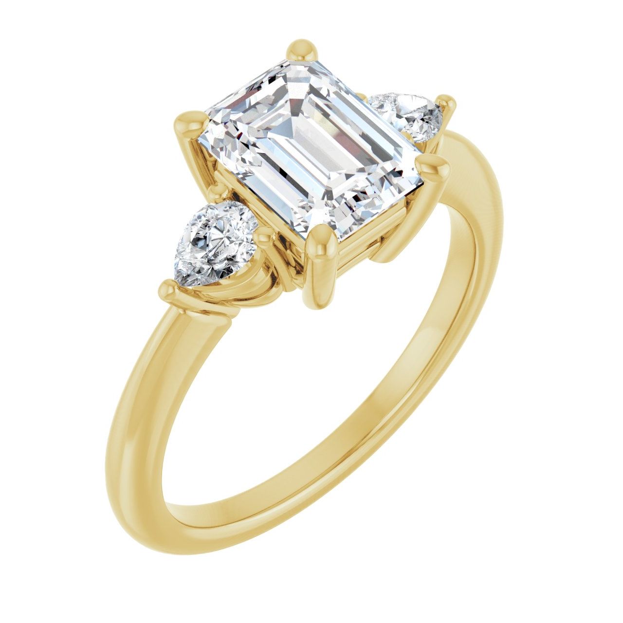 Engagement Rings 14K Yellow Gold Emerald-Cut Engagement Ring Setting