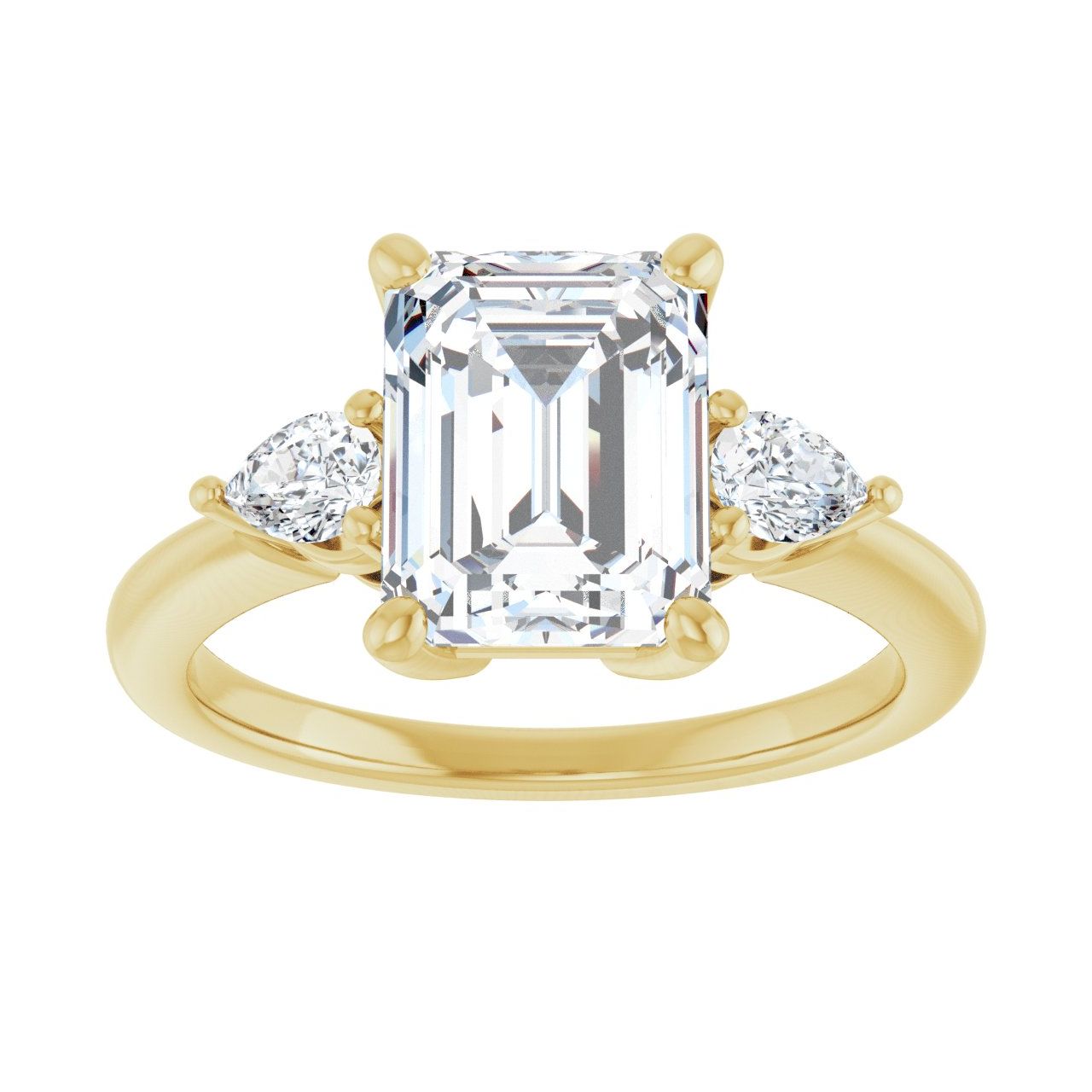 Engagement Rings Emerald-Cut Engagement Ring Setting — Three-Stone