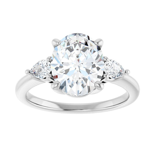 Load image 1 in gallery view. Engagement Rings Oval Engagement Ring Setting — Three-stone
