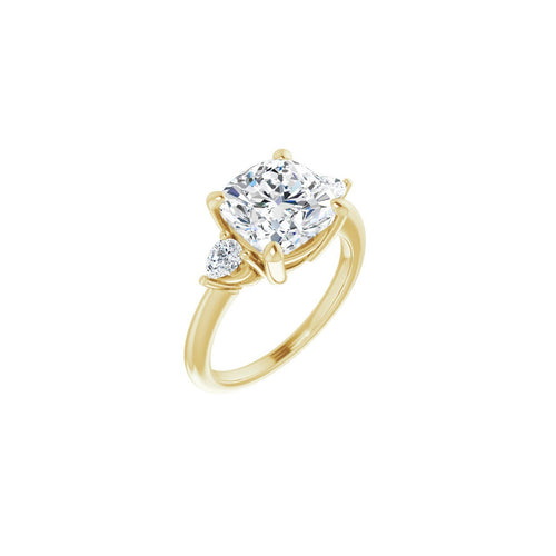 Load image 1 in gallery view. Engagement Rings 14K Yellow Gold Cushion Engagement Ring Setting — Three-stone