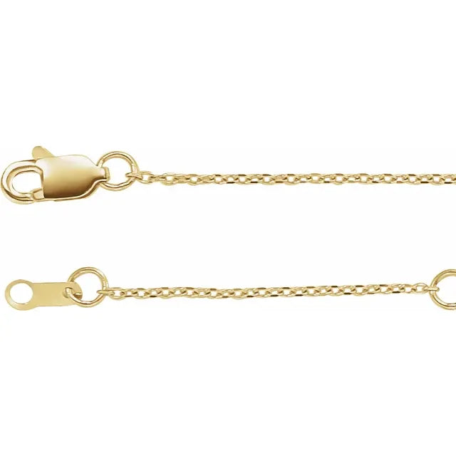 Gold Fashion Jewelry 14K Yellow Gold 1mm Adjustable Diamond-Cut Cable Chain (16–18”)