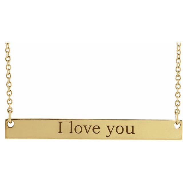 Gold Fashion Jewelry 14K Yellow Gold Engravable Bar Necklace — 18 Inch