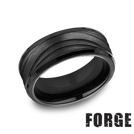 Wedding Rings 8MM TITANIUM-BLACK - Triple Wave